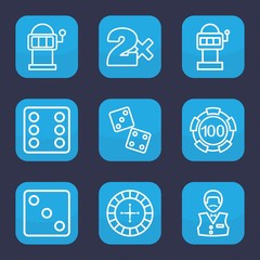 Set of 9 outline chance icons