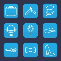 Set of 9 outline accessory icons