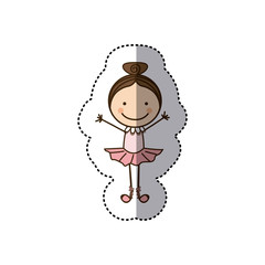 sticker colorful caricature caricature girl ballet dancer vector illustration