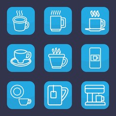 Set of 9 outline caffeine icons