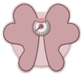 3D Illustration isolated pink weight scale in the form of butterfly