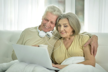 Elderly couple with a laptop