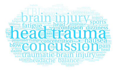 Obraz premium Head Trauma Word Cloud on a white background. 