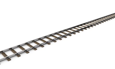 Railway track. Isolated on white background. 3D rendering illustration.