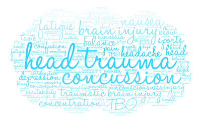 Fototapeta premium Head Trauma Word Cloud on a white background.