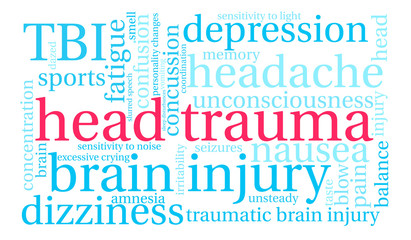 Fototapeta premium Head Trauma Word Cloud on a white background.