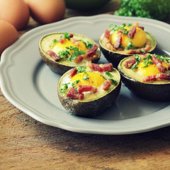 Avocado Egg Boats with bacon
