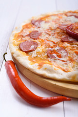 Pizza with salami