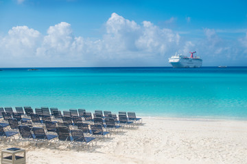 Fototapeta premium ship in the ocean views with beach