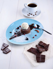 Chocolate fondant with ice cream