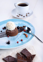 Chocolate fondant with ice cream