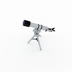 Telescope. Isolated on white background. 3D rendering illustration.