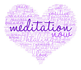 Meditation Word Cloud on a white background. 