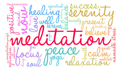 Meditation Word Cloud on a white background. 