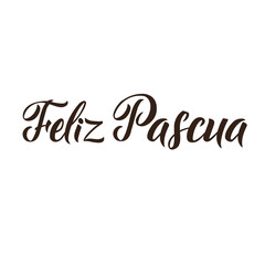 Fototapeta premium Happy Easter hand lettering modern calligraphy style. Vector Illustration. Greeting Card Spanish Text Templates on white background.