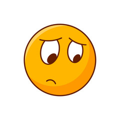 Disappointed emoji. Vector emoticon. Yellow smiley