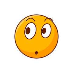 Surprised emoticon. Vector icon emoji. Flat yellow smiley