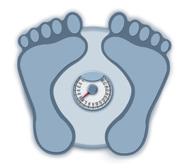 3D illustration isolated light blue weight scale in the form of footprints
