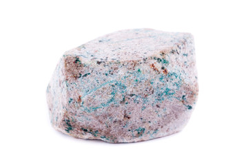 Macro mineral stone stilbit over white background