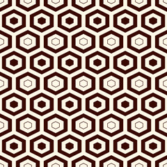 Honeycomb grid background. Outline repeated hexagon wallpaper. Seamless surface pattern with classic geometric ornament.