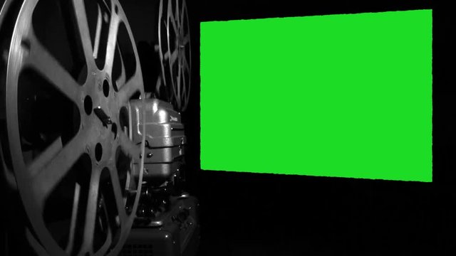 The film shows on a green screen, background
