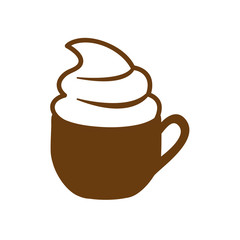 brown cup of cappuccino with cream vector illustration