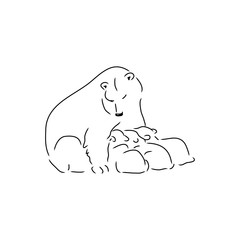 Polar bear and her cubs