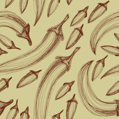 Seamless hand drawn background with chili peppers - 140503220