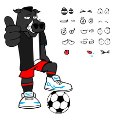 wild boar soccer cartoon expressions pack in vector format