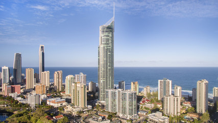 Aerial view of Surfers Paradise skyline and Isle of Capri