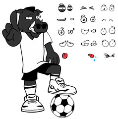 wild boar soccer cartoon expressions set in vector format