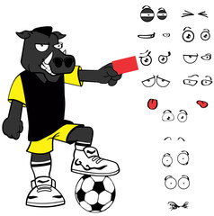 wild boar soccer cartoon expressions set in vector format