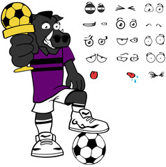 wild boar soccer cartoon expressions set in vector format