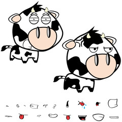 funny little big head cow expressions set in vector format very easy to edit