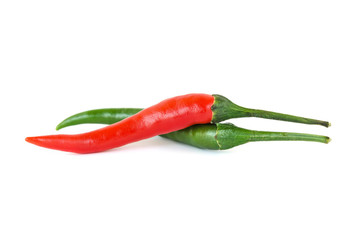 red chili or chilli cayenne pepper isolated on white background