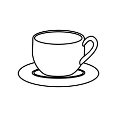 silhouette dish porcelain with cup vector illustration