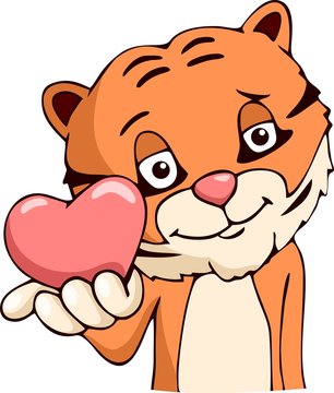Tiger Cartoonwith love symbol