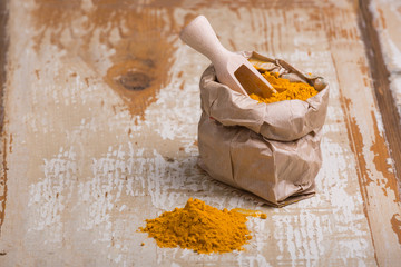 Curcuma on wooden table