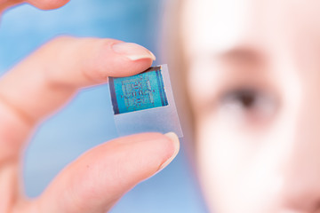 Woman with integrated circuit concept design