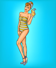  pop art sexy girl in a bathing suit