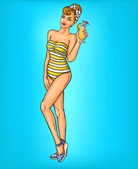 Crédence de cuisine en verre imprimé Pop Art  pop art sexy girl in a bathing suit