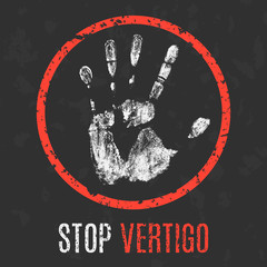 Vector illustration. Human sickness. Stop vertigo.