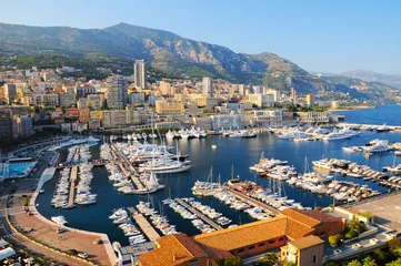 Papier Peint photo Ville sur leau Vue panoramique sur le port d& 39 Hercule à Monaco