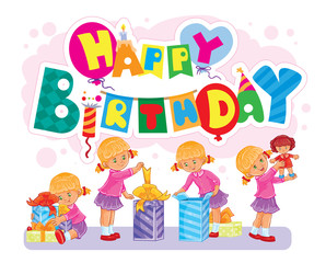 Template for Happy Birthday greeting card.