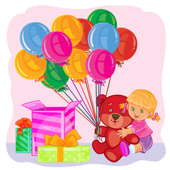 Template for Happy Birthday greeting card.
