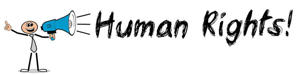 Fototapeta premium Human Rights! / Mann mit Megafon