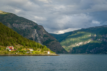 Ferry cruise at Norway fjord