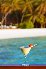 Fruit cocktail on Maldives beach