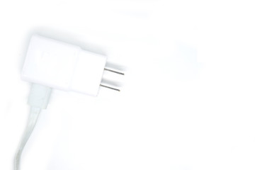 Electric plug charger on white background