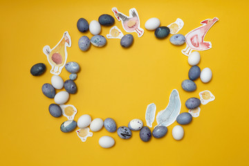 Round frame of Easter eggs